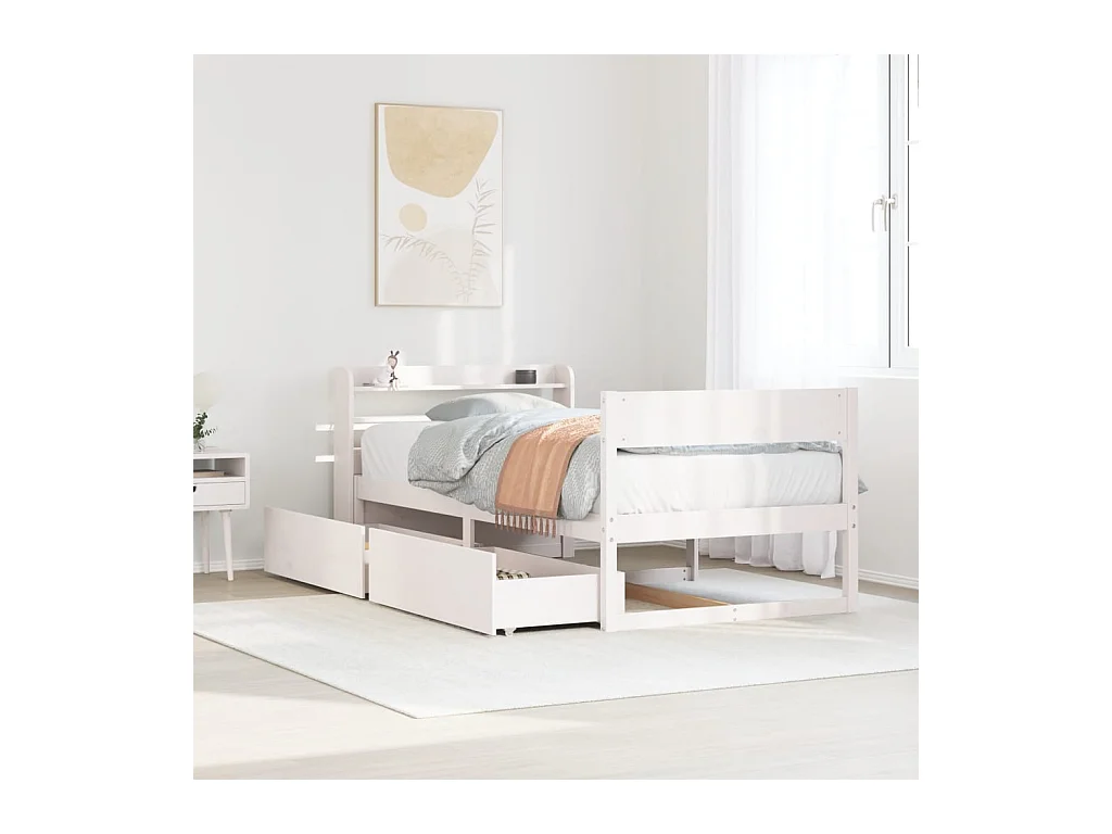 Cadre de lit sans matelas blanc 90x200 cm bois de pin massif