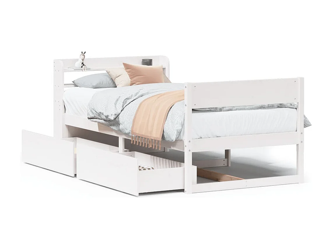 Struttura letto senza materasso bianco 90x200 cm in legno massello di pino