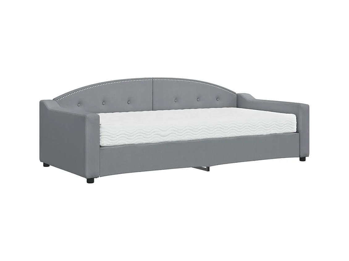 Lit de jour avec matelas gris clair 90x200 cm tissu