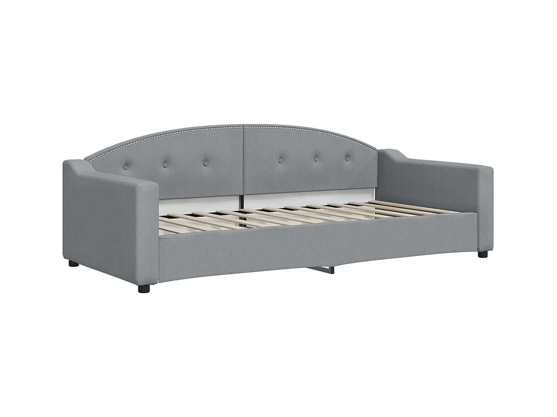 Lit de jour avec matelas gris clair 90x200 cm tissu