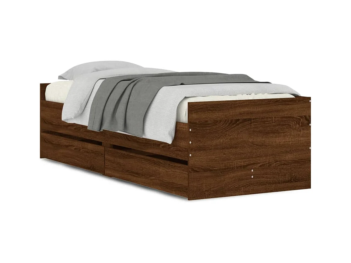 Bedframe zonder matras bruin eiken 75x190 cm