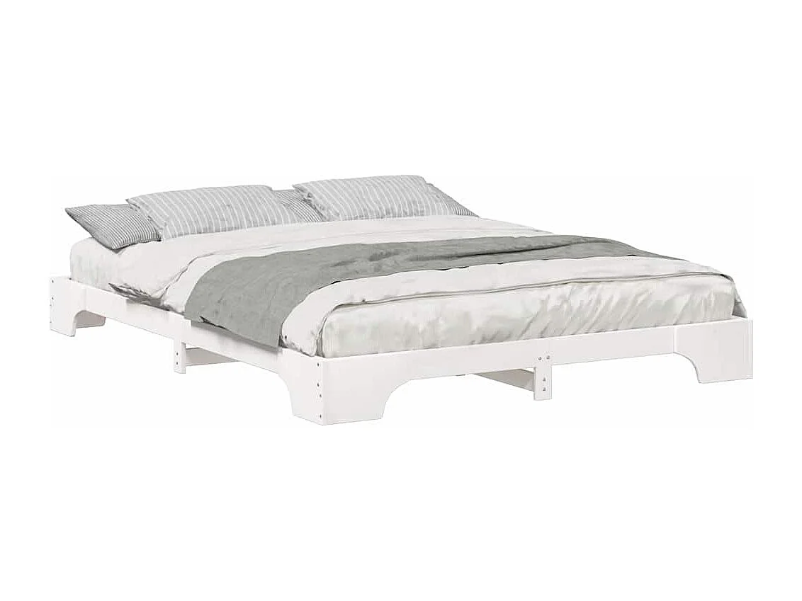 Estructura de cama elevada Blanco 160 x 220 cm Madera maciza de pino