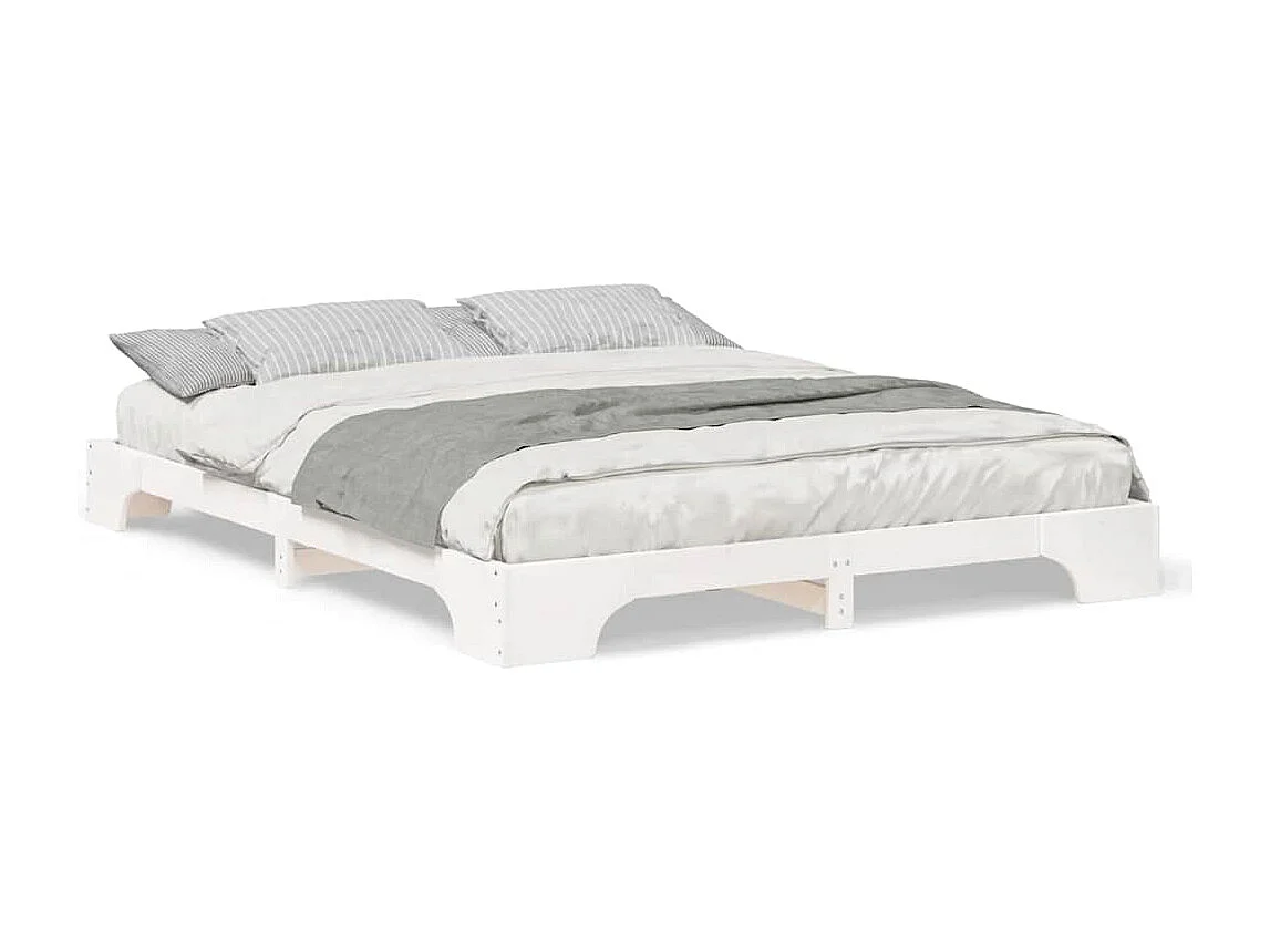 Estructura de cama elevada Blanco 160 x 220 cm Madera maciza de pino