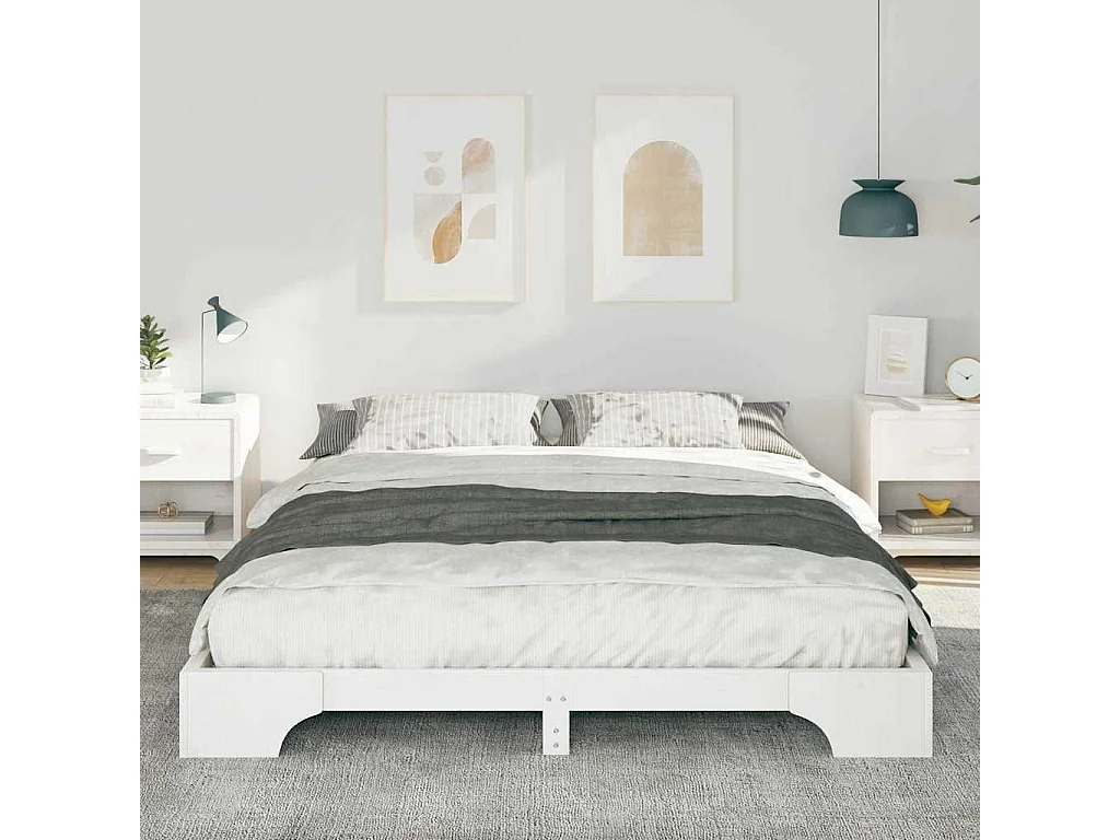 Estructura de cama elevada Blanco 160 x 220 cm Madera maciza de pino