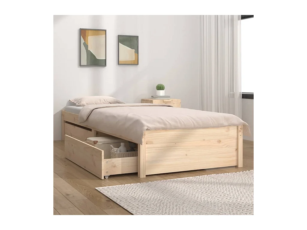 Cadre de lit sans matelas avec tiroirs 100x200 cm