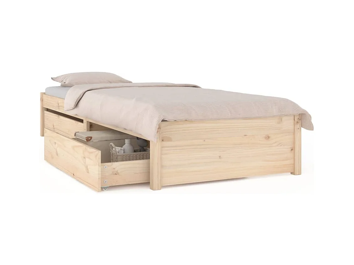 Cadre de lit sans matelas avec tiroirs 100x200 cm