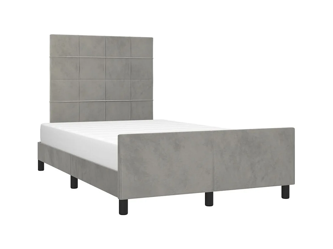 Struttura letto senza materasso grigio chiaro 120x190 cm velluto