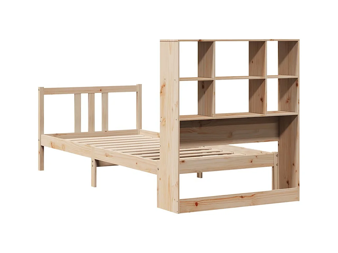 Letto a libreria senza materasso 90x190 cm in legno massello di pino