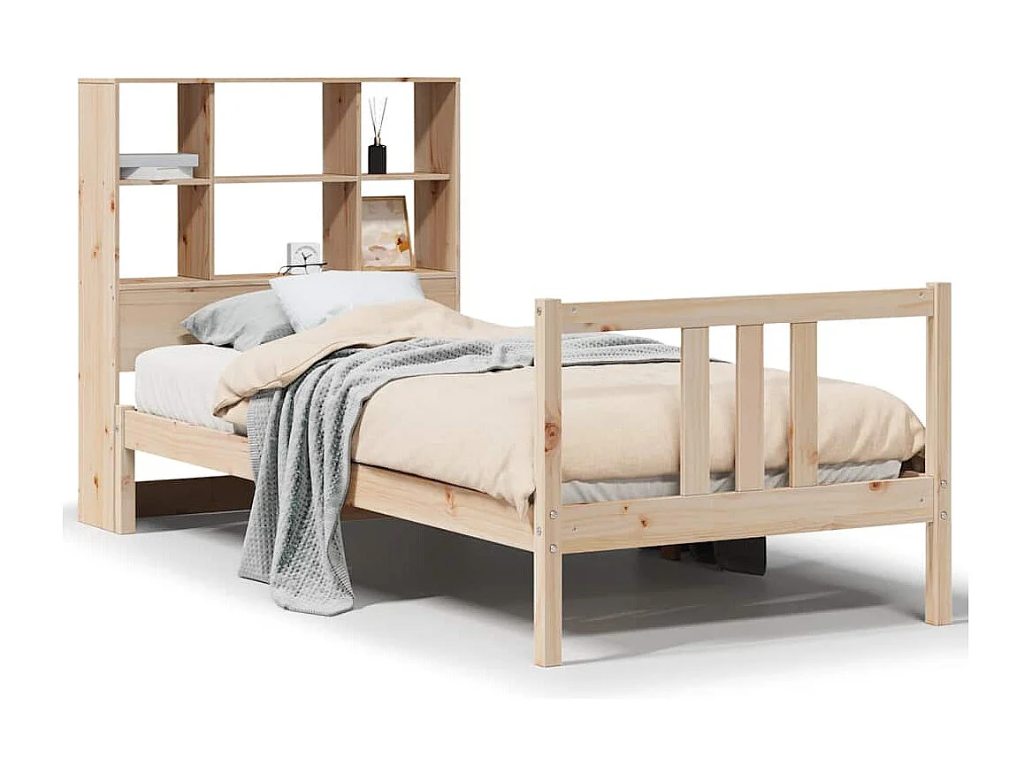 Bibliotheksbett ohne Matratze 90x190 cm Massivholz Kiefer