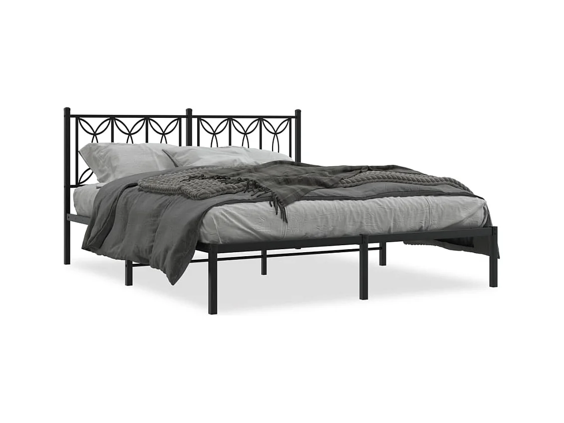 Struttura letto in metallo senza materasso e testiera nera 160x200 cm