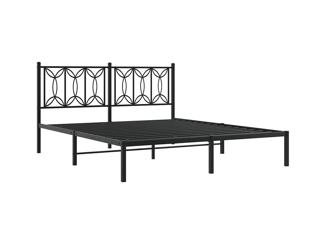 Struttura letto in metallo senza materasso e testiera nera 160x200 cm