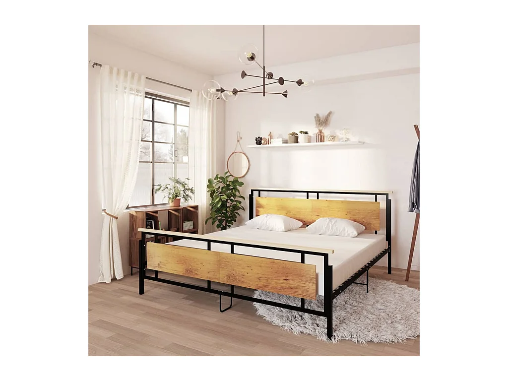 Estructura de cama de metal sin colchón 200x200 cm