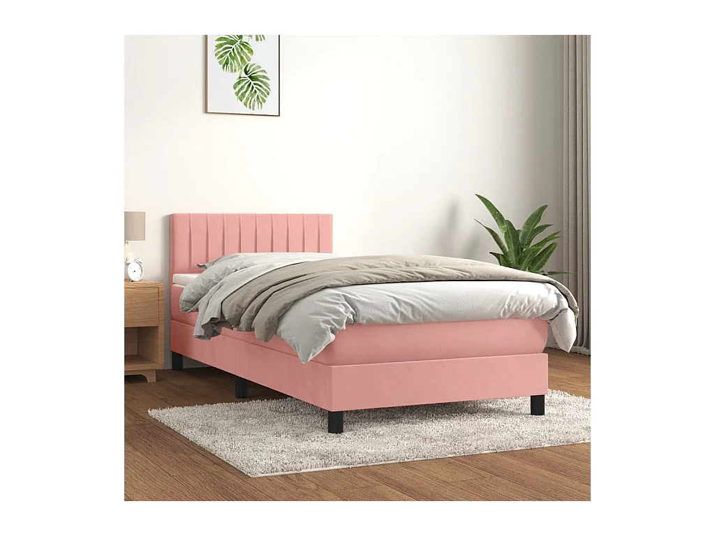 Sommier à lattes de lit avec matelas Rose 90x200 cm Velours