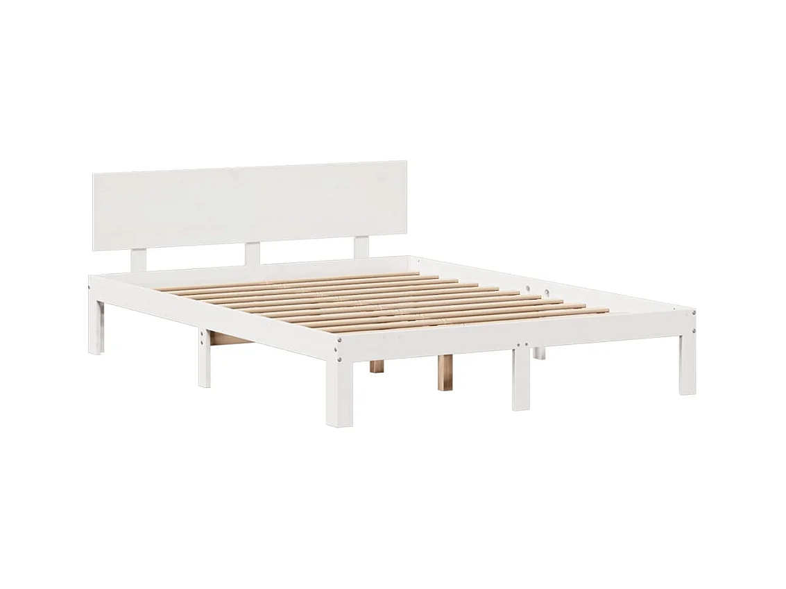 Cama librería blanca sin colchón 140x200 cm madera maciza de pino