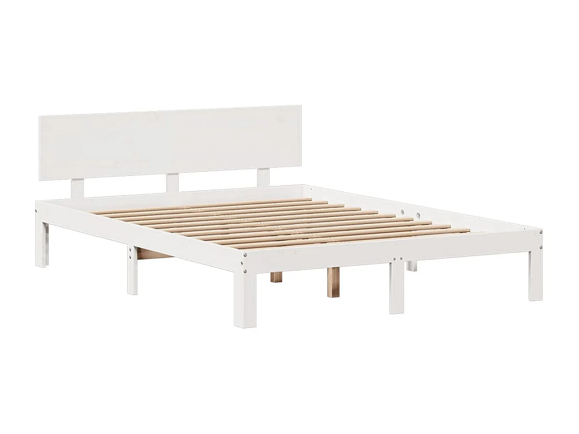 Letto libreria bianco senza materasso 140x200 cm in legno massello di pino