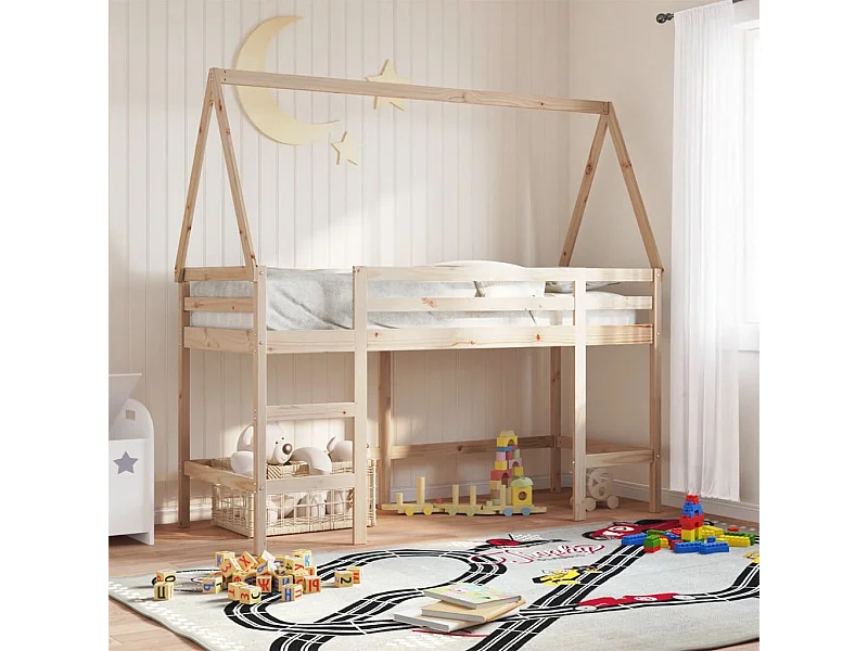 Stapelbed met ladder en dak zonder matras 80x200 cm