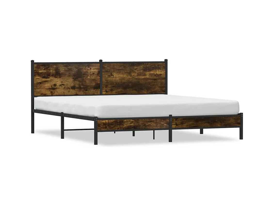 Metalen bedframe zonder matras gerookt eiken 160x200 cm