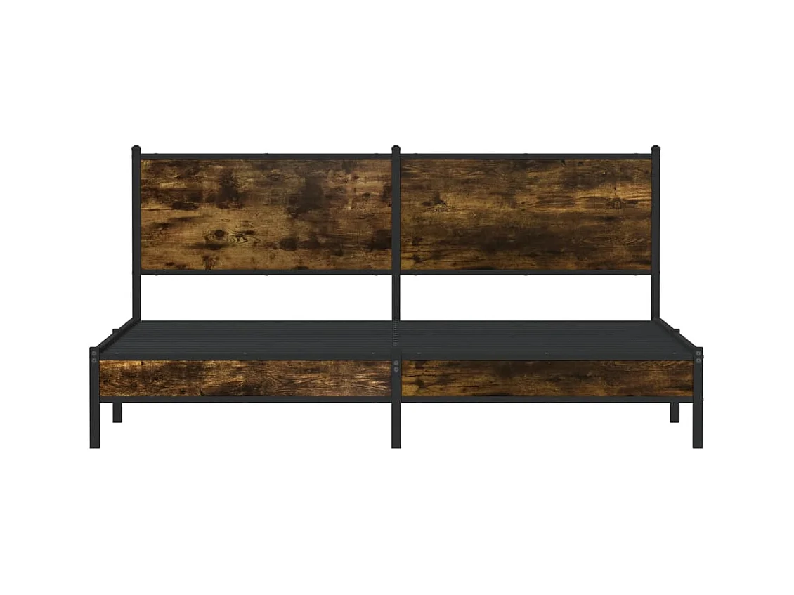 Metalen bedframe zonder matras gerookt eiken 160x200 cm