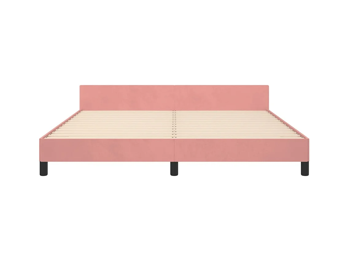 Rosa Samtbettrahmen ohne Matratze