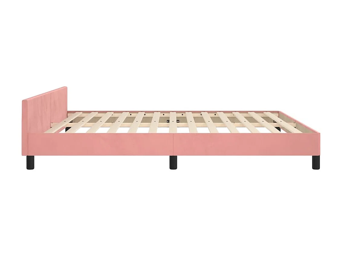 Cadre de lit sans matelas rose velours