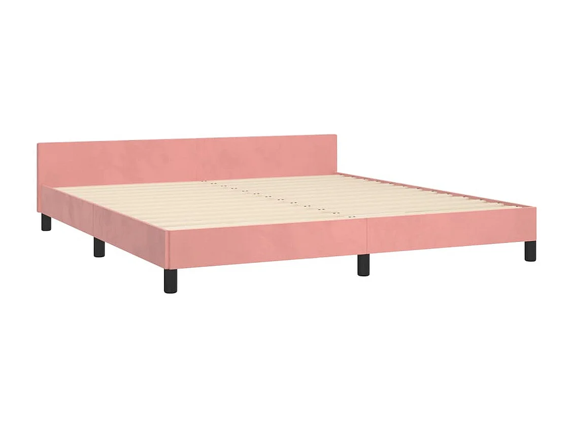 Cadre de lit sans matelas rose velours