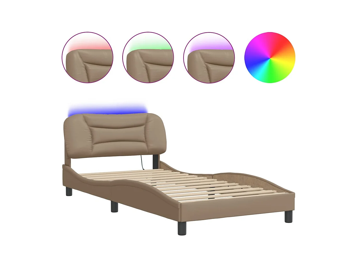 Bedframe met LED zonder matras cappuccino 100x200 cm