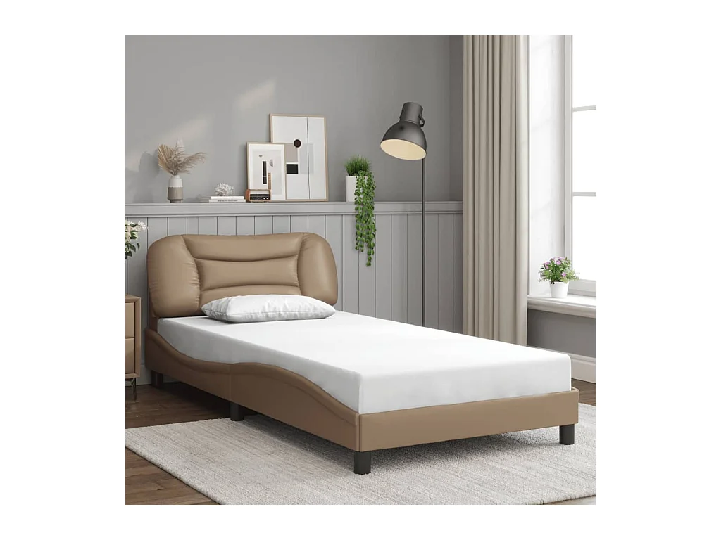 Bedframe met LED zonder matras cappuccino 100x200 cm