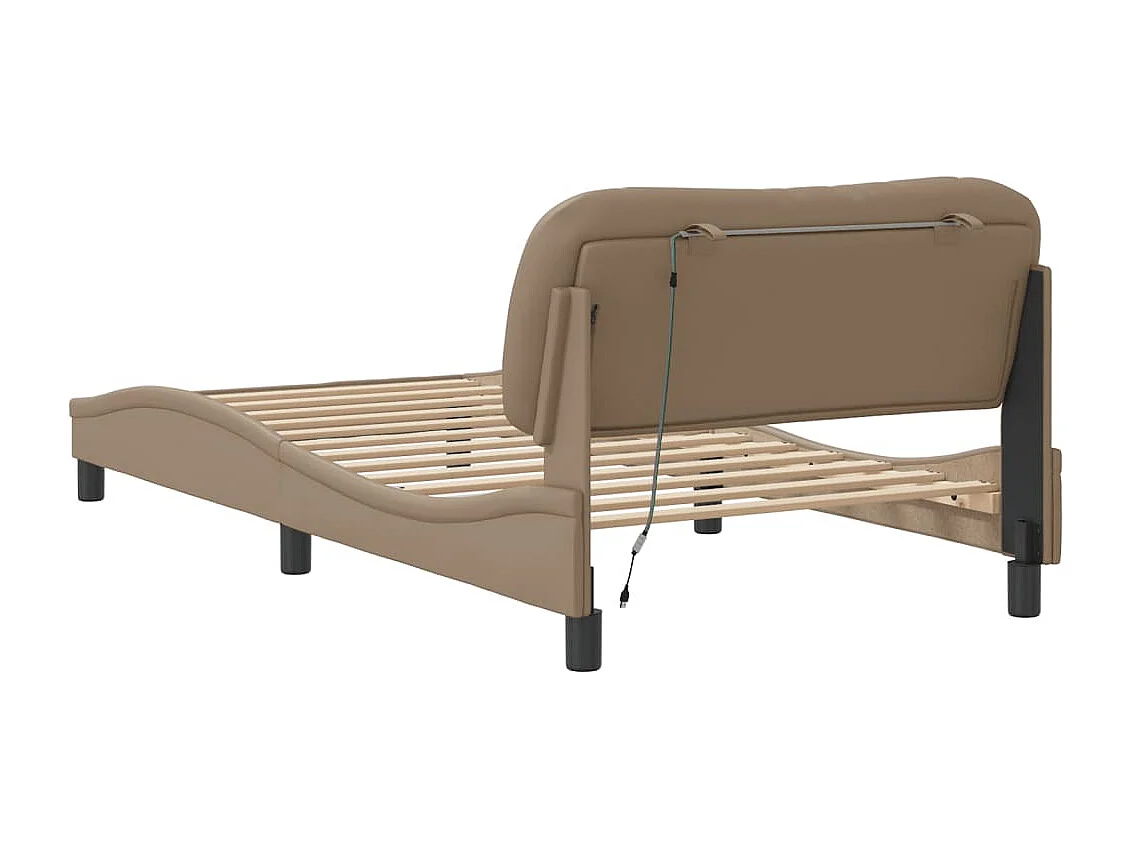 Bedframe met LED zonder matras cappuccino 100x200 cm