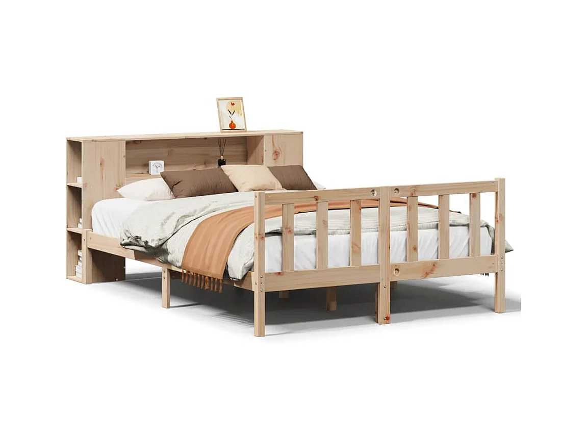 Boekenkastbed zonder matras 135x190 cm massief grenenhout