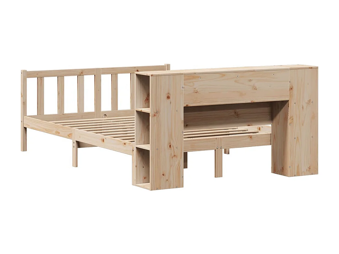 Cama librería sin colchón 135x190 cm madera maciza de pino