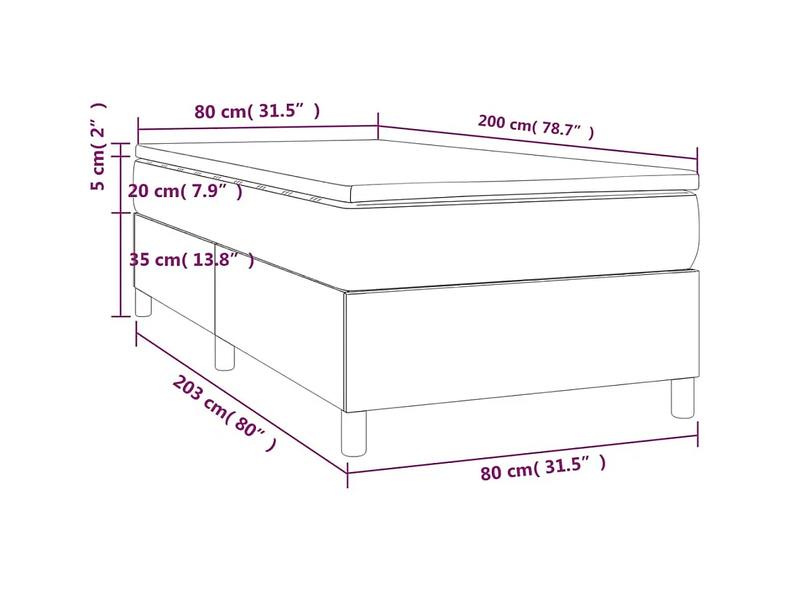 Sommier à lattes de lit avec matelas Crème 80x200 cm Tissu