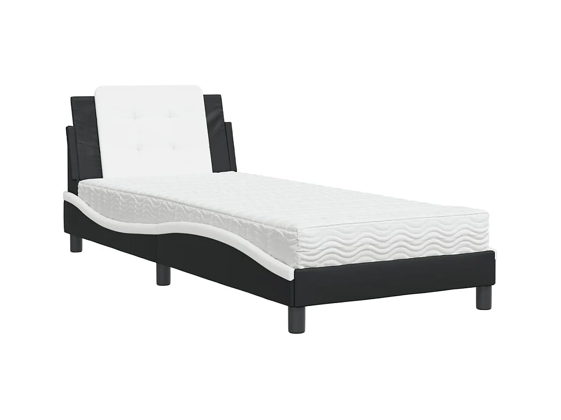 Bed met zwart-witte matras 100x200 cm imitatieleer