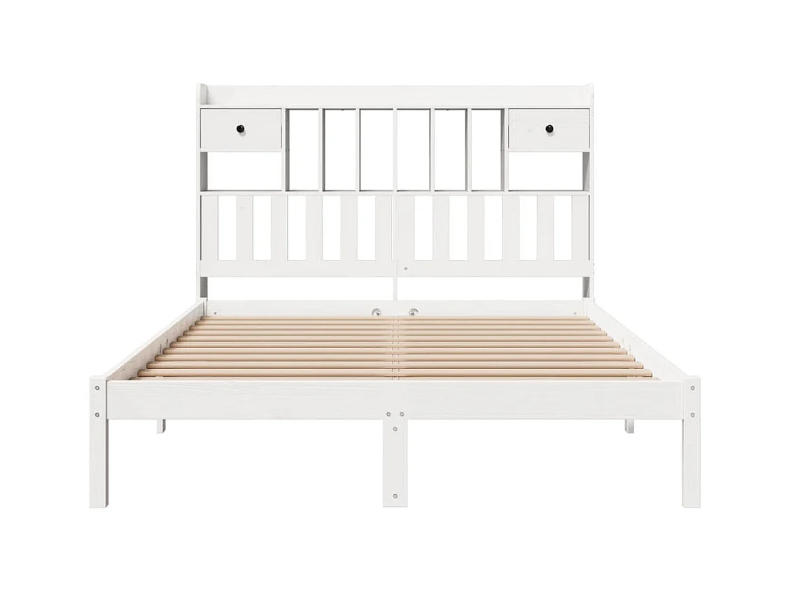 Letto libreria bianco senza materasso 140x200 cm in legno massello di pino