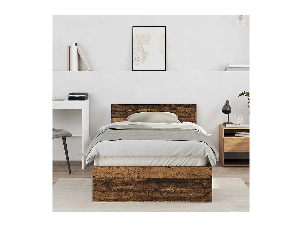 Bedframe met hoofdbord Antiek hout 100 x 200 cm
