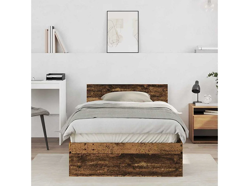 Bettgestell mit Kopfteil Antikholz 100 x 200 cm