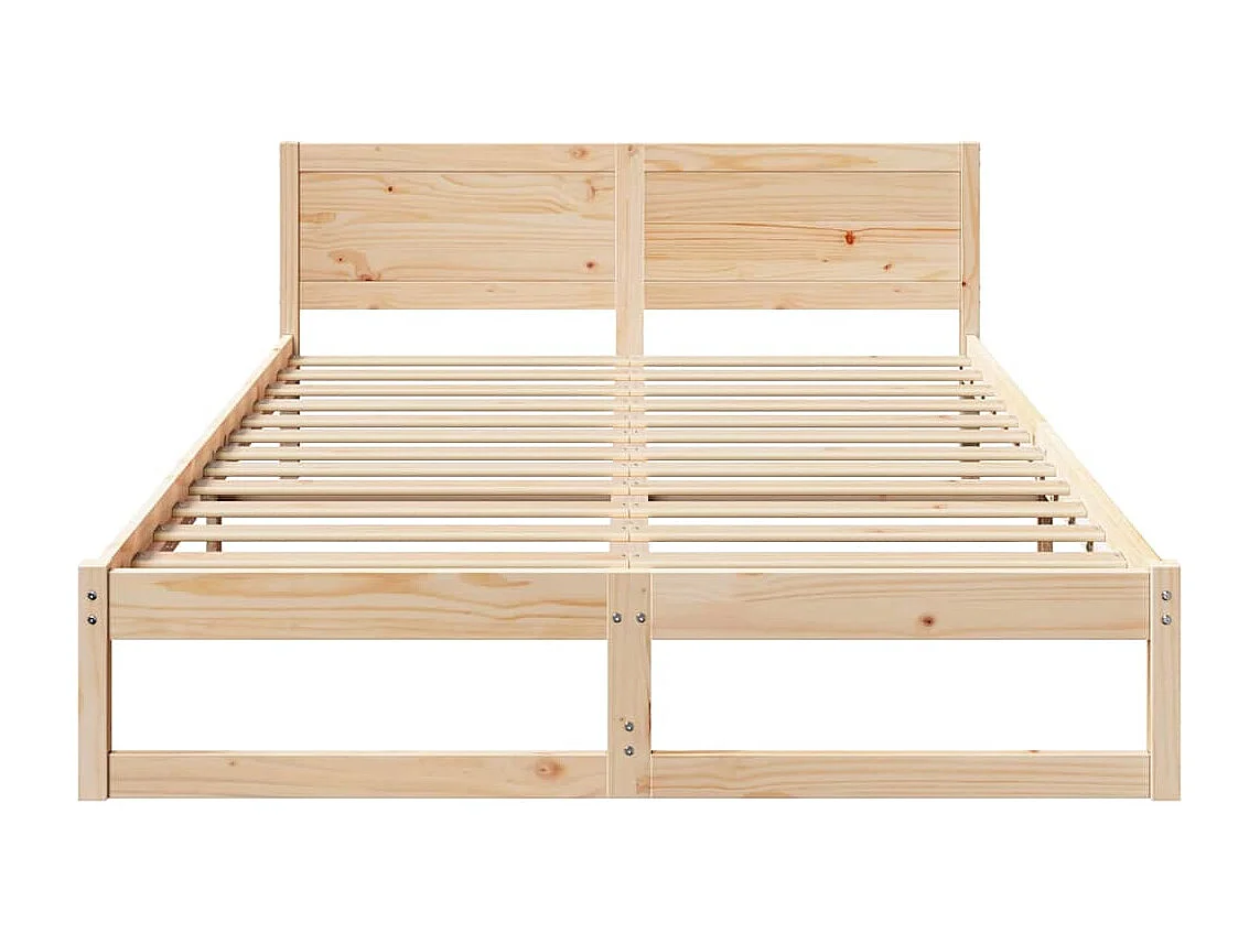 Estructura de cama marrón 150 x 200 cm madera maciza de pino