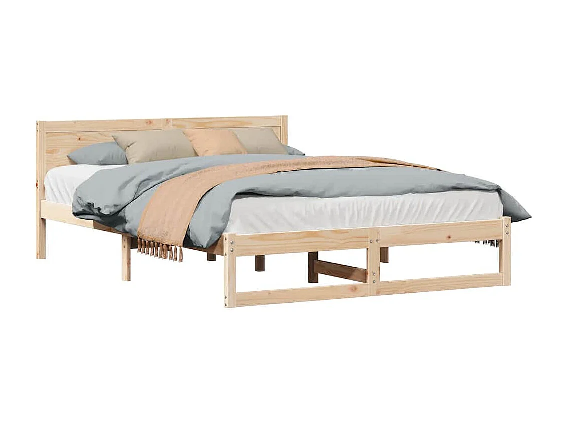 Cadre de lit Marron 150 x 200 cm Bois de pin massif