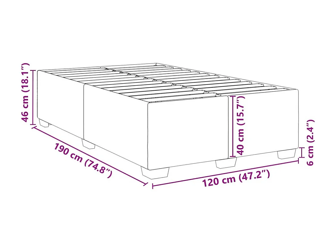 Bedframe zonder matras donkergrijs 120x190 cm stof