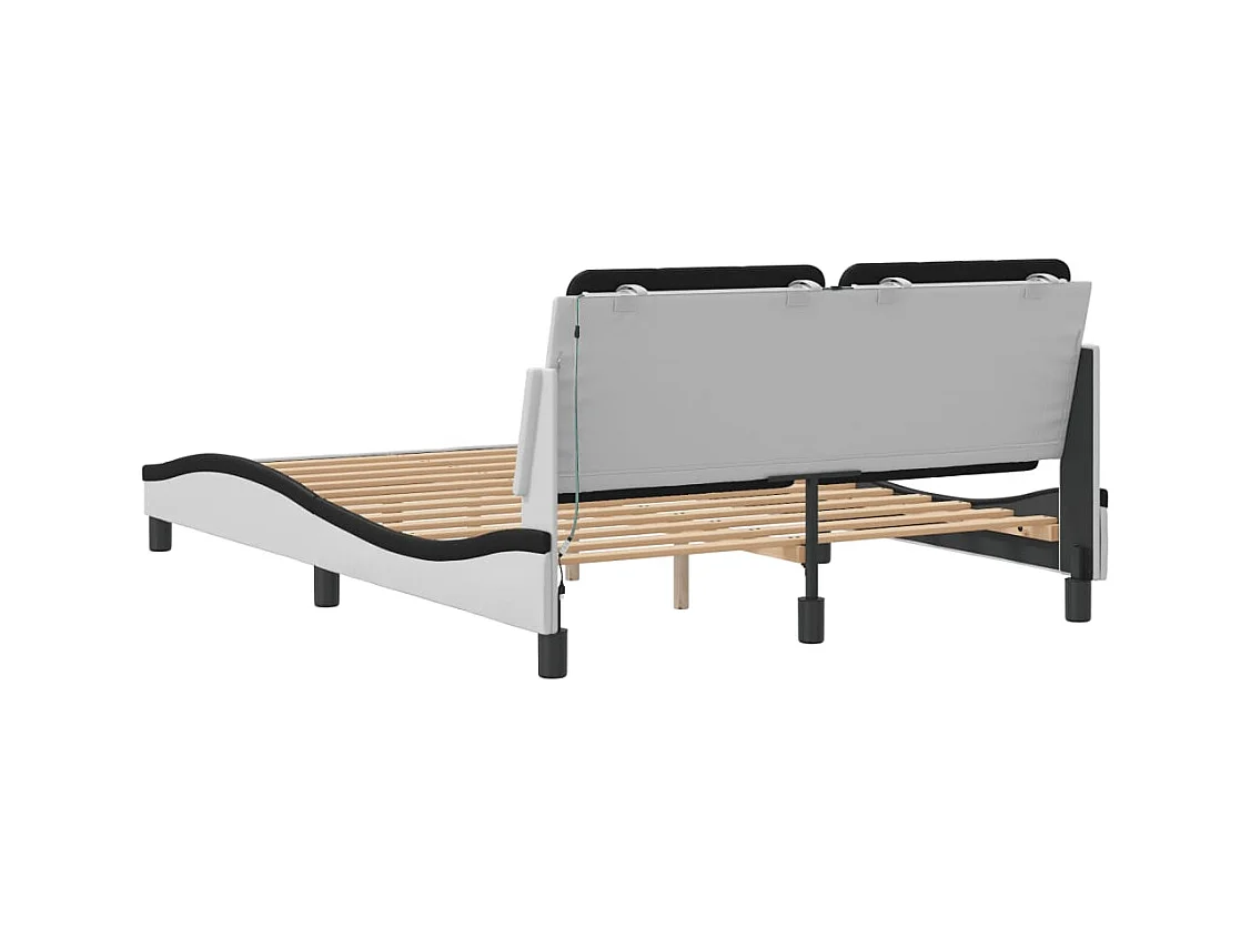 Bedframe met LED zonder matras wit en zwart 120x200 cm