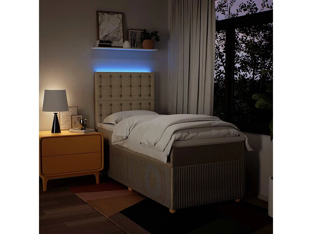 Lattenbodem met matras Crème 90x200 cm Stof