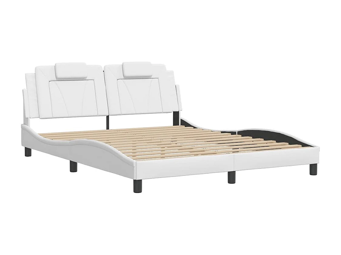 Estructura de cama sin colchón blanca 160x200 cm símil piel