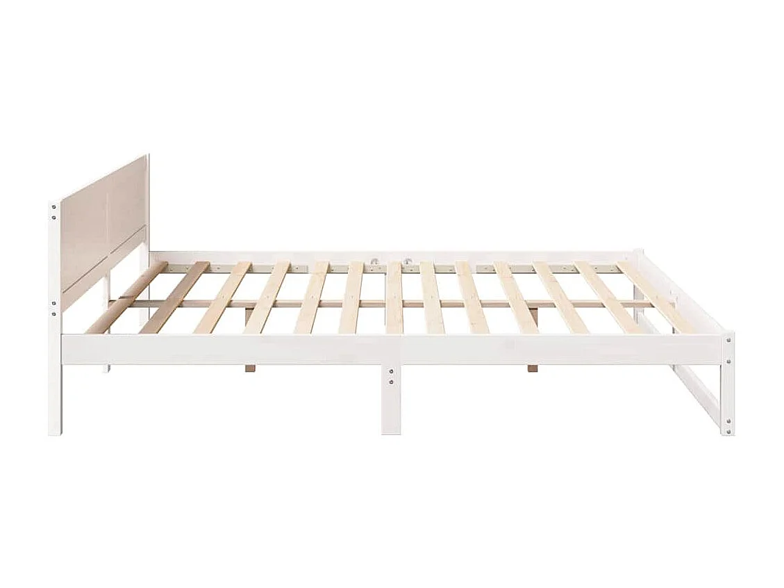 Struttura letto bianca 200 x 200 cm in legno massello di pino