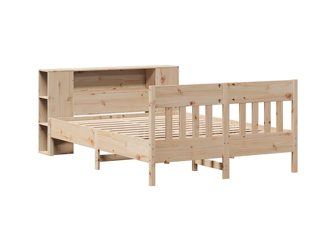 Cama librería sin colchón 135x190 cm madera maciza de pino