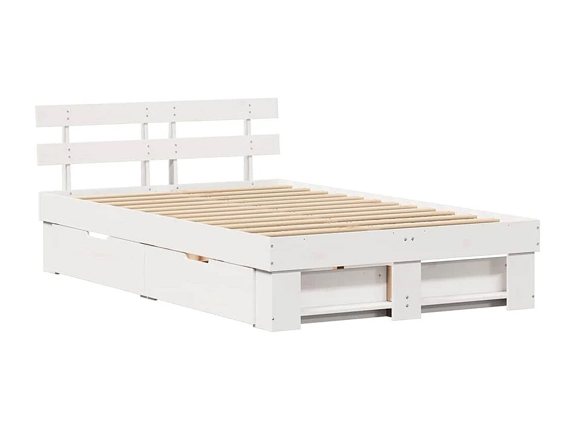 Estructura de cama con cajón Blanco 140 x 190 cm Madera maciza de pino