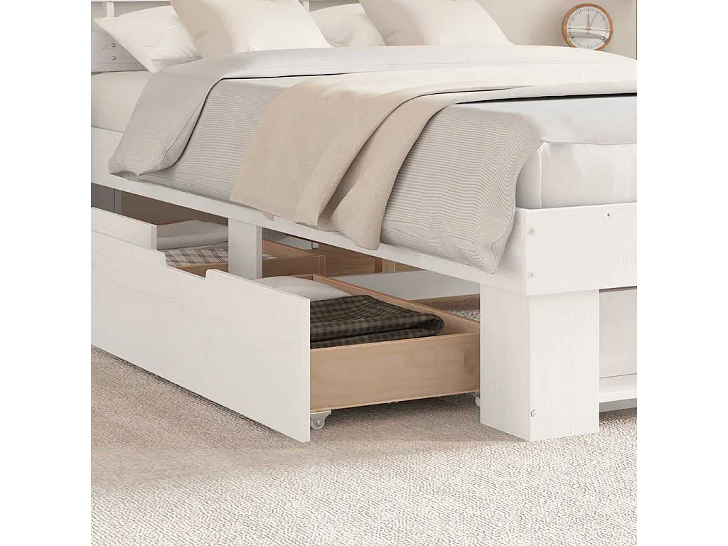 Estructura de cama con cajón Blanco 140 x 190 cm Madera maciza de pino