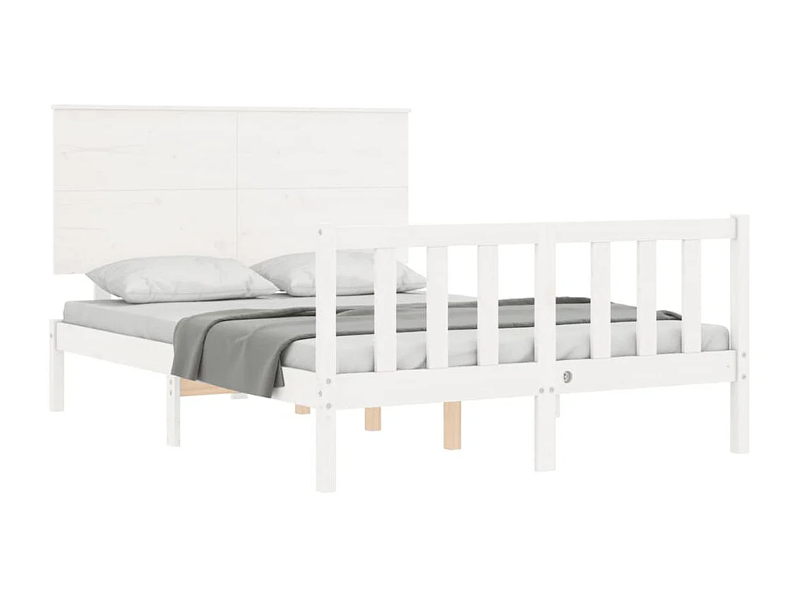 Estructura de cama sin colchón blanca 140x190 cm madera maciza de pino