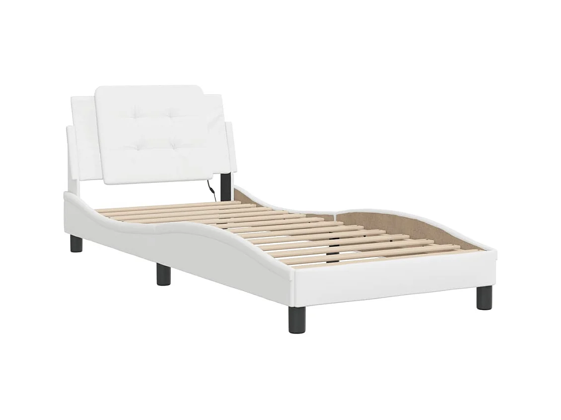 Estructura de cama con LED sin colchón blanco 100x200 cm