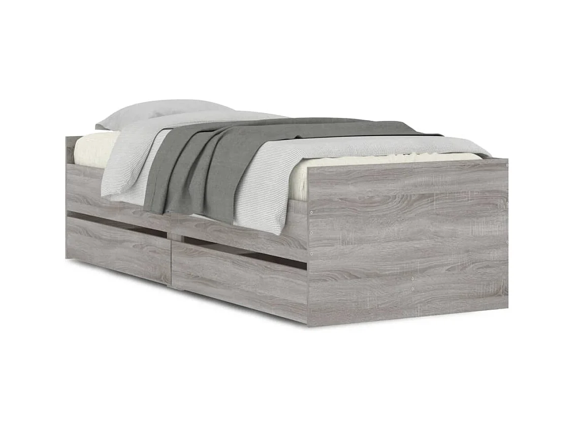 Estructura de cama con cajones sin colchón Sonoma gris 90x190 cm