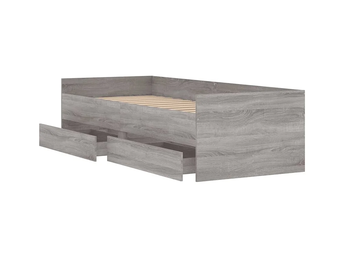 Estructura de cama con cajones sin colchón Sonoma gris 90x190 cm