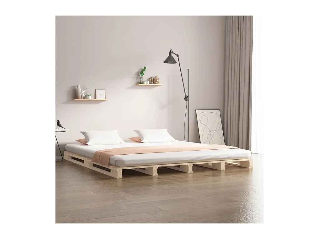 Lit de palette 180x200 cm bois de pin massif très grand